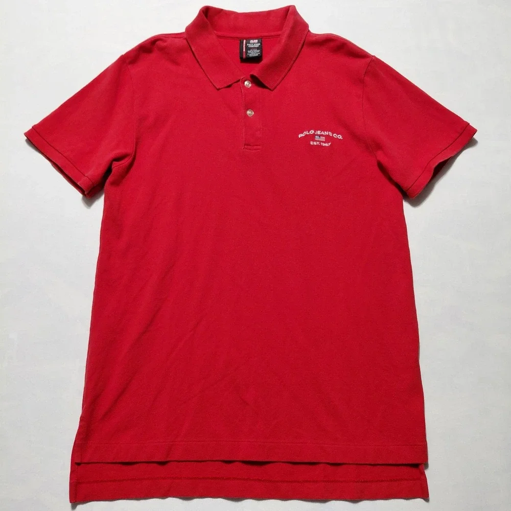 Polo Jeans Co Ralph Lauren Red Short Sleeve Collared Polo‎ Shirt Men's Large